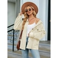 thumbnail image 6 of Womens Cable Knit Light-Weight Shacket Button Down Shirts Long Sleeve Casual Oversized Blouses Tops  XL, 6 of 8
