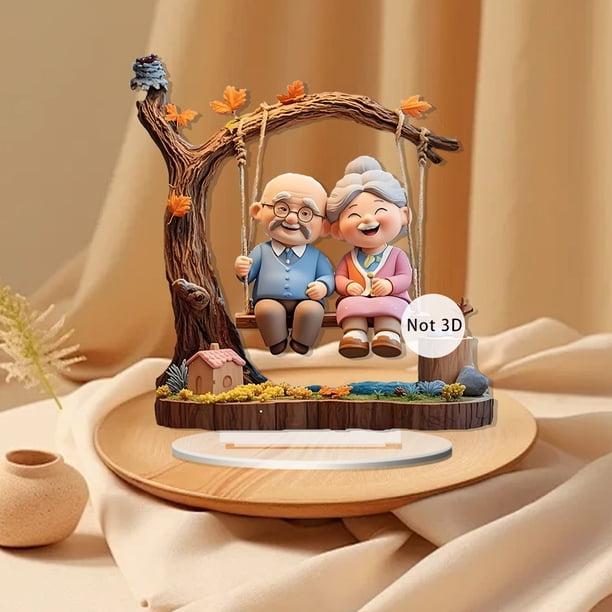 CaiYueKe Grandparents Porch Swing Figurine - Couple Statue