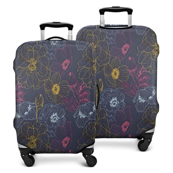Pioneer Flower Floral Print Pattern Luggage Cover Fashion Suitcase Cover Baggage Covers Fit 25-28 Inch Luggage (Go Travel)