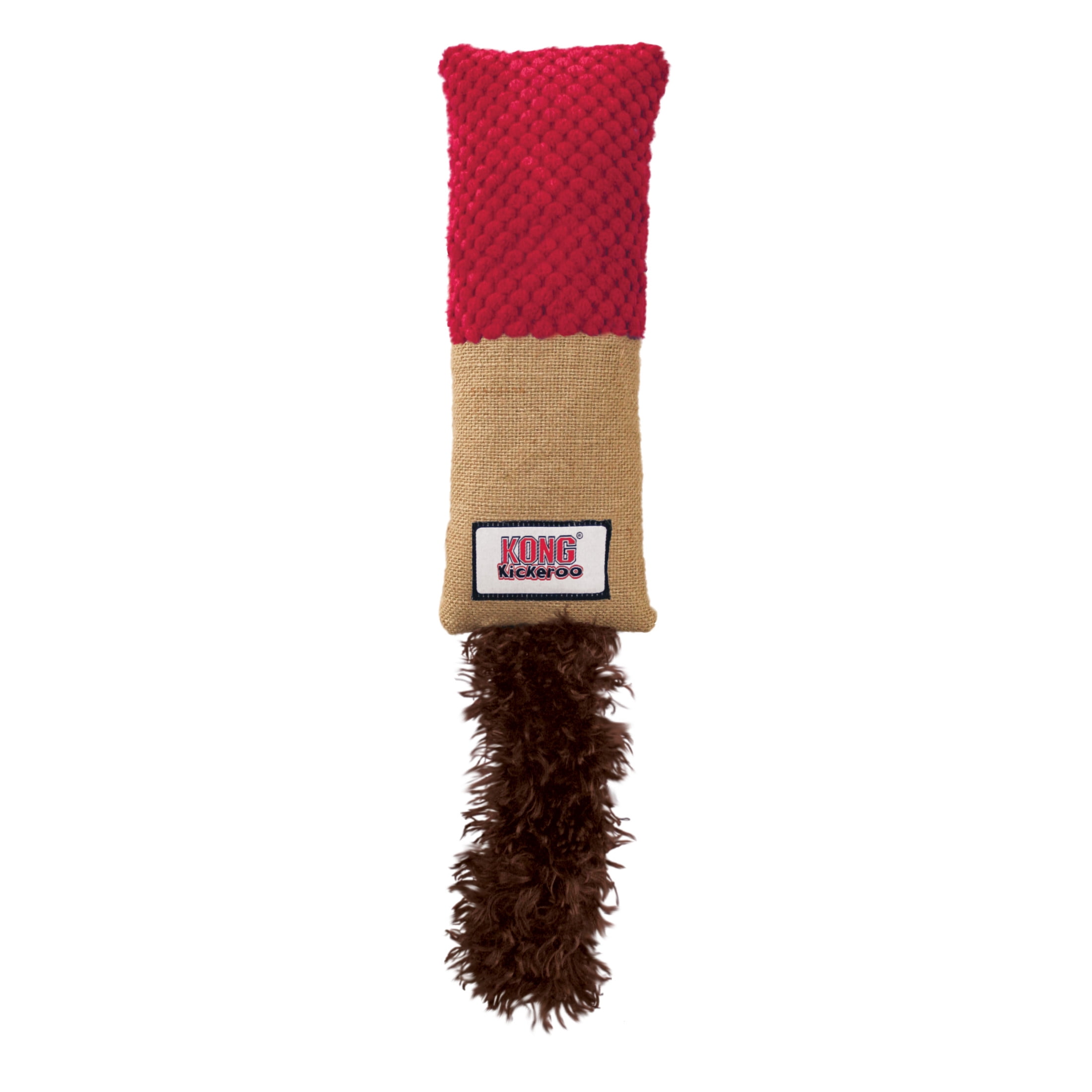 KONG® Kickeroo® Cuddler Burlap Crinkle Cat Toy, Red, with Premium North American Catnip