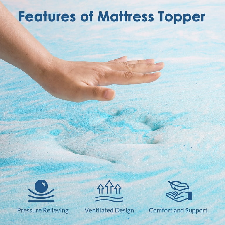 BedsPick CertiPUR-US - Topper per materasso Queen in memory foam, 7,6 cm, in gel, rinfrescante, lavabile, con fascia elastica, in peluche traspirante, per alleviare il dolore alla schiena, CertiPUR-US