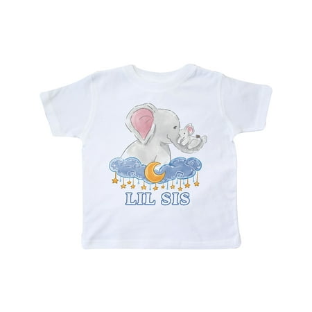 

Inktastic Lil Sis Cute Elephants with Moon and Stars Gift Toddler Boy or Toddler Girl T-Shirt