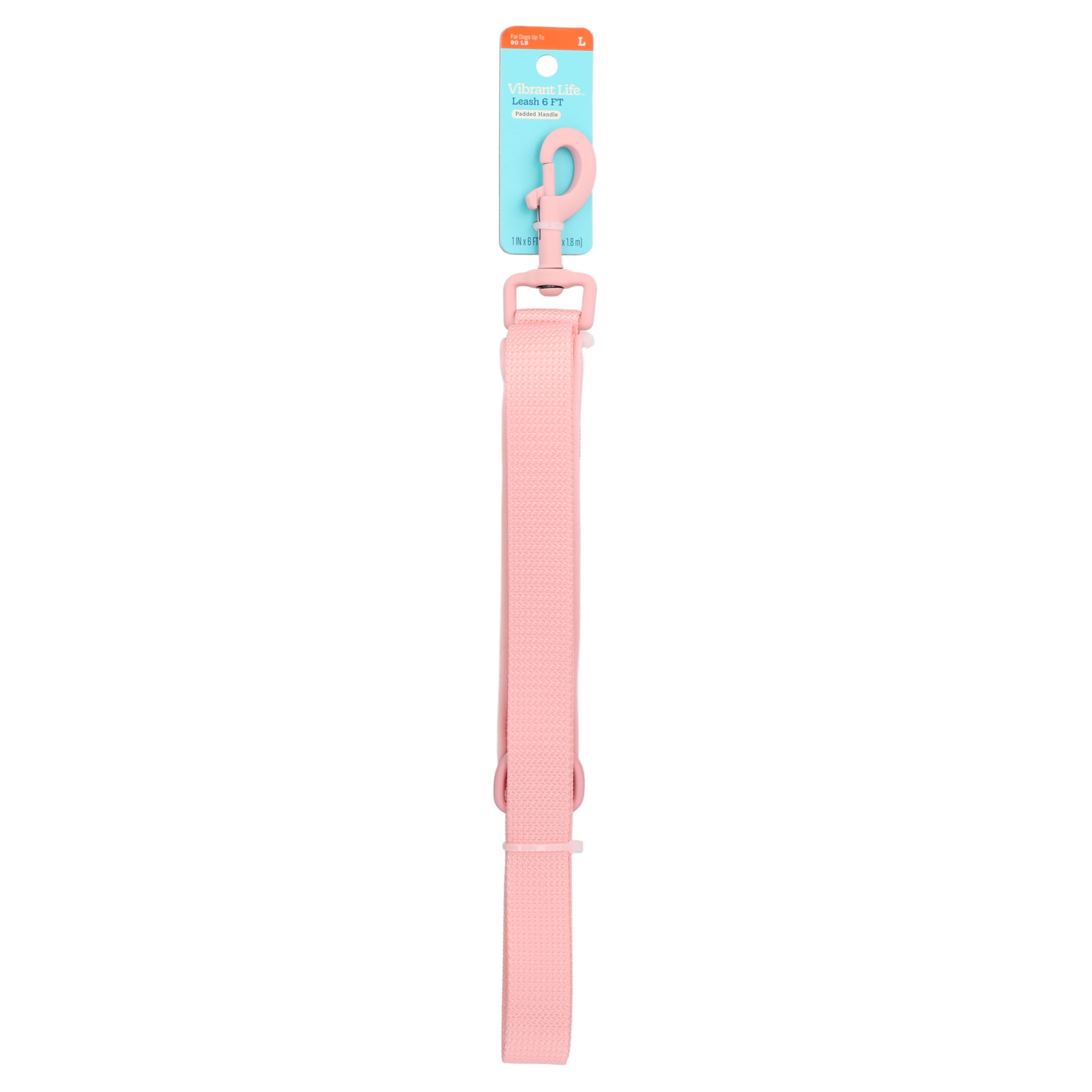 Vibrant Life 6 ft Neoprene Cushioned Leash, Soft Pink, Medium / Large