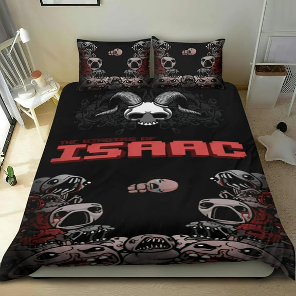 The Binding of Isaac Themed Bed Sheet Set Three Piece Set 53x79 Inches Comfortable And Skin Friendly Unique Design Creating A Star Studded Night Home Decor Gifts For Family Friends fans