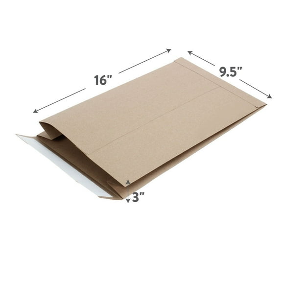Gusseted Kraft Mailer, 9.5 in x 16 in, Brown, 200 Count