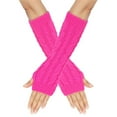 thumbnail image 2 of AWZXDE Knitted Fingerless Gloves with Thumb Hole Unisex Warm Gloves for Winter Fashion and Comfort Hot Pink,One Size, 2 of 5