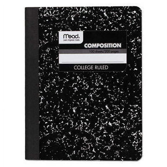 Square Deal Composition Book, Medium/college Rule, Black Cover, 9.75 X 7.5, 100 Sheets | Bundle of 5 Each