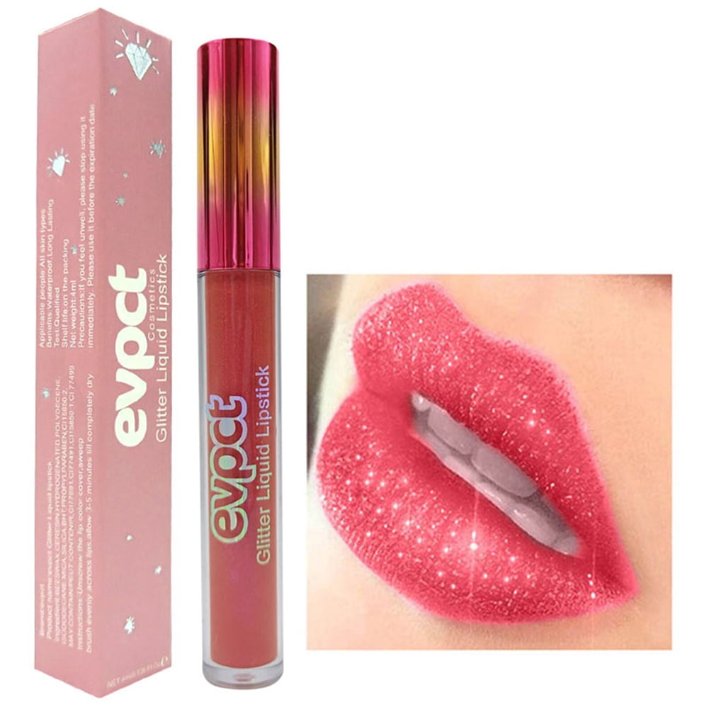 JWF Mall Evpct Matte Metallic Glitter Lip Glaze Non Sticky Long Lasting ...