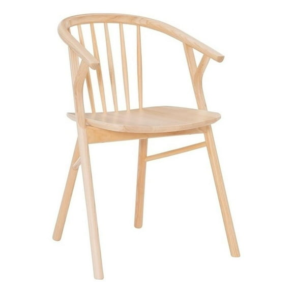 Riverbay Furniture Wood Dining Chair With Windsor Back & Saddle Seat in Natural