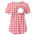 thumbnail image 6 of BRGZLK Maternity Color Block Tops Casual Summer Trendy Round Neck Short Sleeve Pullover T-Shirt Lightweight Comfortable Nursing Top 2026 Red A XL, 6 of 8