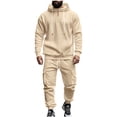 thumbnail image 2 of VBTAPA Mens Tracksuit 2 Piece Set Quarter Zip Pullover Hoodie and Cargo Sweatpants Sets Long Sleeve Casual Sweatsuits Set with Pockets Clearance Sale Khaki M, 2 of 7