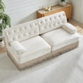 thumbnail image 3 of 77" Velvet Small Loveseat Couch, 2 Seater Sofa with Chesterfield Style, Comfortable Loveseat with Tufted Design for Living Room, Beige, 3 of 9