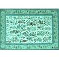 thumbnail image 1 of Ahgly Company Indoor Rectangle Persian Turquoise Blue Traditional Area Rugs, 2' x 5', 1 of 4