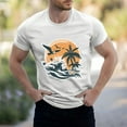 thumbnail image 2 of NAMTYQX Summer Shirts for Men Graphic Short Sleeve Lounge Casual Elasticated Lightweight Cool Oversized Round Neck Baggy T Shirts for Man White Size 3XL, 2 of 5