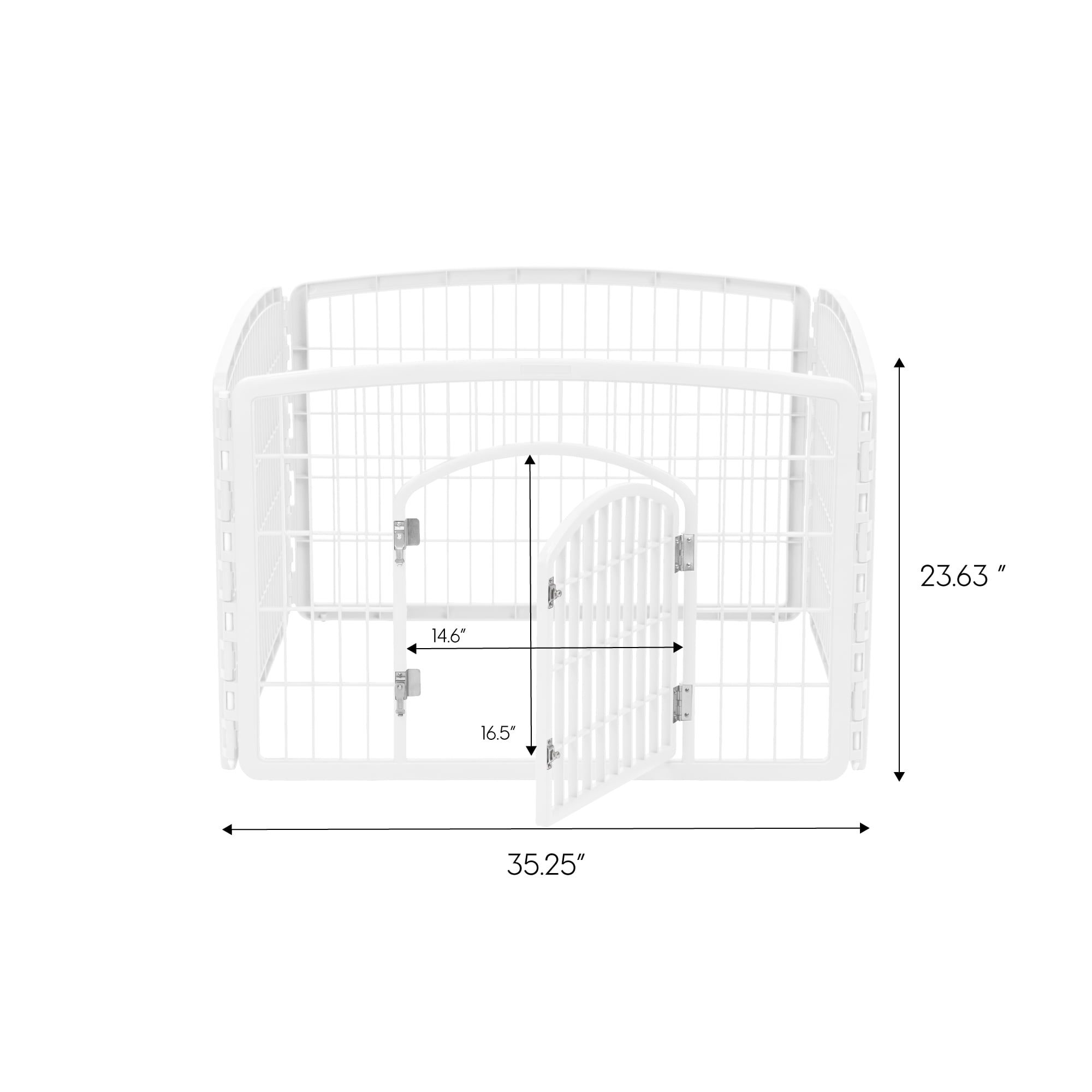IRIS USA Dog Playpen, 4-Panel 24" Pet Playpen with Door, Puppy Playpen, Indoor/Outdoor Dog Pen, 35 x 35 x 24, Foldable, Customizable, White