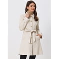thumbnail image 3 of Abrigo de gamuza sintética para mujer Gabardina con cinturón y botones en la parte delantera de invierno Beige L, 3 of 5