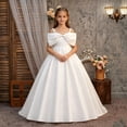thumbnail image 2 of FRSASU Girls Satin Big Bow Flower Spaghetti Strap Maxi Dresses Wedding Pageant Dresses for Girls Princess Pageant formal Dress White, 2 of 9