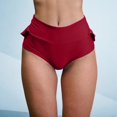 thumbnail image 4 of Gibobby Ropa Interior con Entrenamiento Ropa interior elástica cintura alta para mujer, ajuste ajustado, borde con volantes, Yoga, levantamiento cadera y contracción Abdominal （Rojo， XXL), 4 of 5
