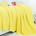 thumbnail image 2 of Soft Warm 100% Cotton Cable Knitted Throw For Couch Throw Blanket ,Yellow,47 x 70 Inch, 2 of 7