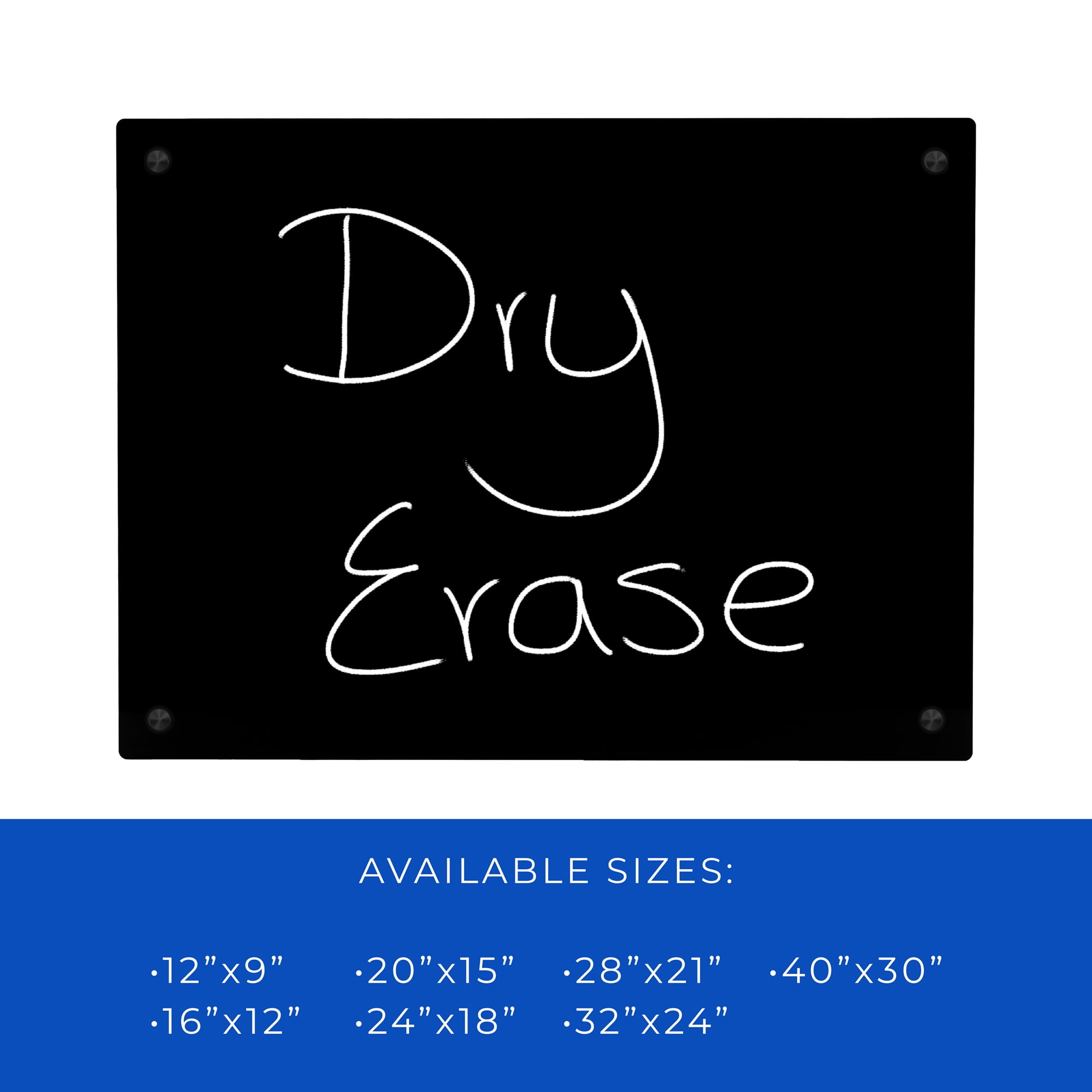 21x28 Dry Erase Board for Wall - with .25 Black Acrylic and Black Stand Off Finish - Perfect Whiteboard for Office, Home, Classroom - Durable and Stylish .25 Black Acrylic Dry Erase Board