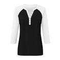 thumbnail image 5 of Blouses for women dressy casual Three-quarter sleeves Polyester and Spandex Soft Clothing L White womens blouses, 5 of 5