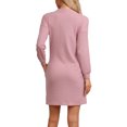 thumbnail image 3 of INSPIRE CHIC Women's Waffle Knit Nightshirt Long Sleeve Button Down Sleepshirts Nightgown with Pockets S Pink, 3 of 6