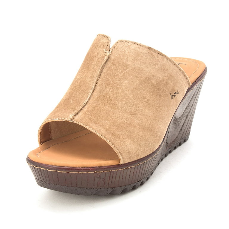B.O.C Womens Teah Leather Open Toe Casual Mule Sandals Taupe