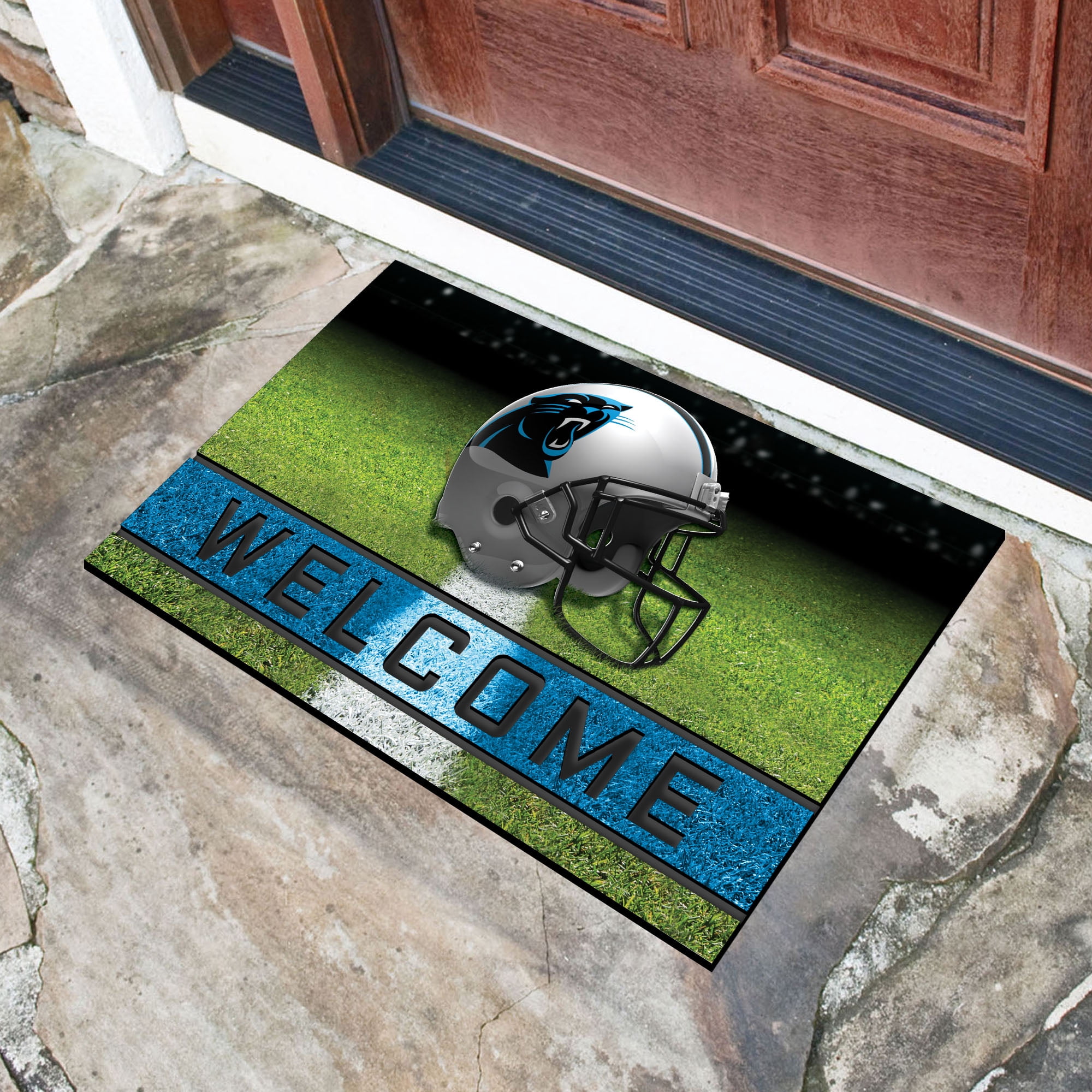 Carolina Panthers Door Mat 18x30 Welcome Crumb Rubber