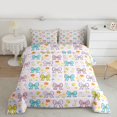 thumbnail image 3 of Homewish Colorful Bow Queen Comforter Set,Cartoon Flower Floral Bedding Sets,Pink Blue Yellow Bedding Comforter Set For Teens,Breathable Home Decor Reversible,3pcs, 3 of 9