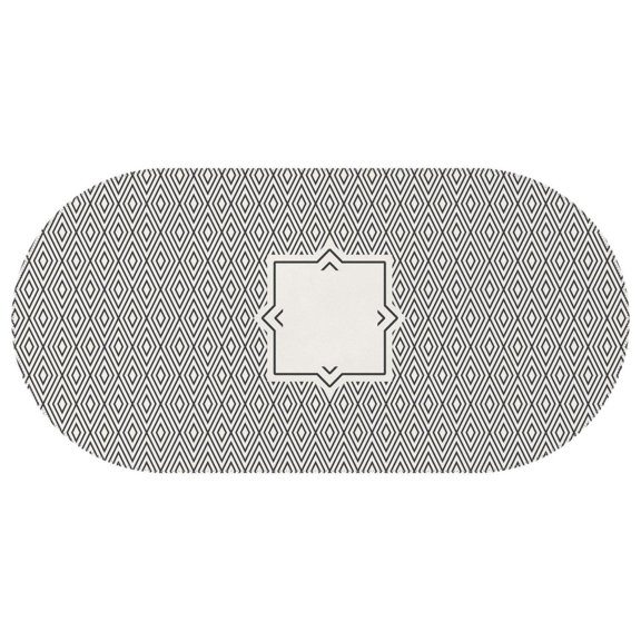 Oval Waterproof Tablecloth Black Geometry Reusable Indoor/Outdoor Durable Table Cover 60 Inch X 120 Inch