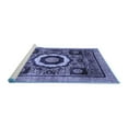 thumbnail image 2 of Ahgly Company Machine Washable Indoor Square Abstract Blue Modern Area Rugs, 3' Square, 2 of 4