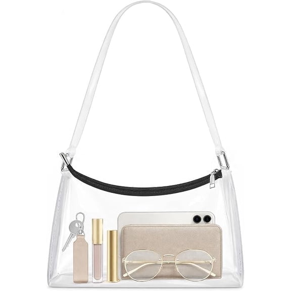 Clear Purses for Women, Clear Shoulder Bag for Stadium Events, Small Stadium Hobo Handbag for Concert Outfits