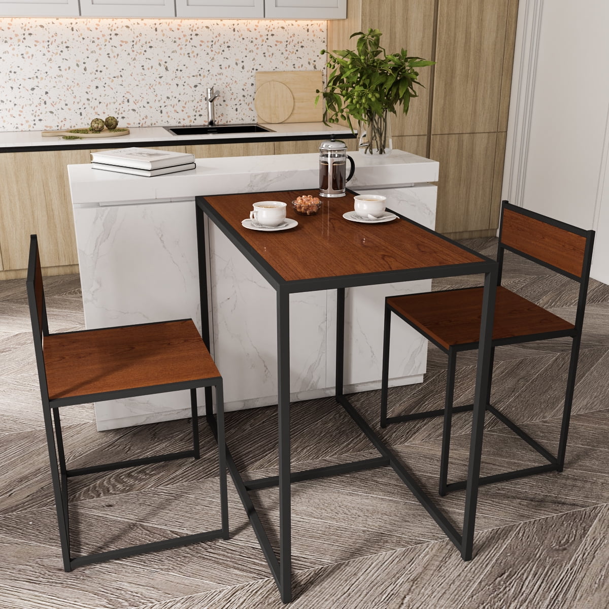 Small White Wooden Dining Table And 2 Chairs Set Kitchen Diner Breakfast Room 