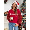 thumbnail image 4 of MOUSYA Christmas Sequin Sweater Womens Believe Christmas Sweatshirt Crewneck Long Sleeve Xmas Holiday Knit Pullover Top, 4 of 9