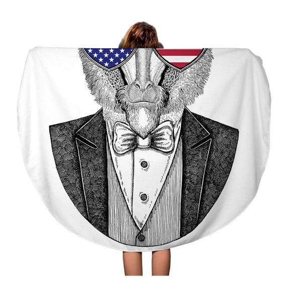 KDAGR 60 inch Round Beach Towel Blanket Monkey Baboon Dog Ape for Tattoo Emblem Badge Travel Circle Circular Towels Mat Tapestry Beach Throw