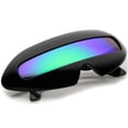 thumbnail image 5 of zeroUV Unisex Futuristic Costume Single Shield Colored Mirror Lens Novelty Wrap Sunglasses 70mm (Black / Green Mirror) - 70mm, 5 of 5