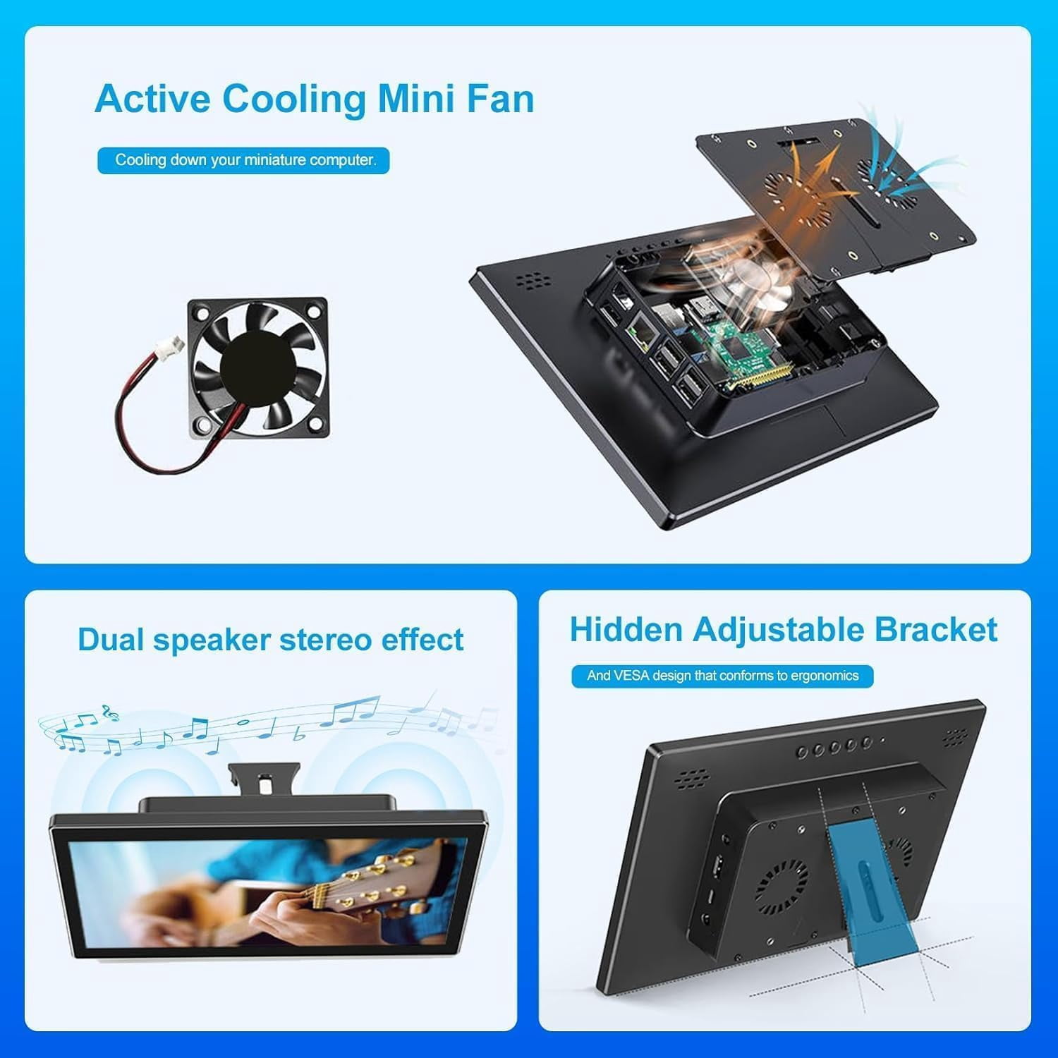 HOWENS 10.1 inch IPS Portable Monitor for Raspberry Pi 1280x800 16:10, 1000:1 Contrast 300 Nit High Brightness 60Hz Small HDMI Screen with 3.5mm Headphone Jack - Second Display for Laptop PC Phone