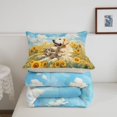 thumbnail image 5 of Manfei Golden Retriever Dog Full Size Comforter Sets, Farm Sunflower Bedding Comforter Set, Blue Yellow, Gray Reversible, 3-Piece, 1 Comforter and 2 Pillowcases, 5 of 7