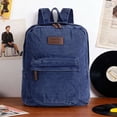 thumbnail image 5 of BadPiggies Denim Backpack for Women & Men Retro Rucksack Basic Bookbag High School/College Students Travel Laptop Bag - Navy, 5 of 10