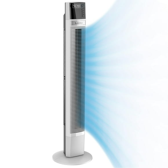 Ventilador de torre oscilante Lasko Xtra Air de 48 pulgadas y 4 velocidades con configuración nocturna, temporizador y control remoto