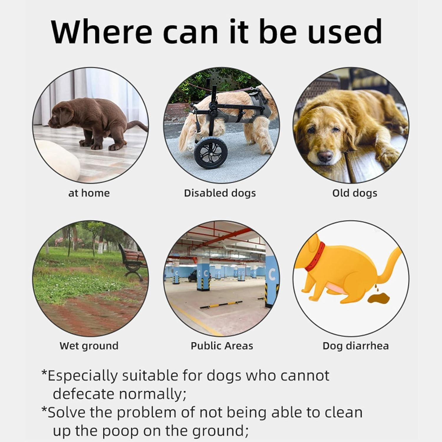 Reusable Dog Poop Pants with 50pcs Poop Bags, Adjustable Dogs Sanitary Pants for Incontinence & Outdoor Walking, Dog Poops Collection Pants for Senior and Disability Dogs