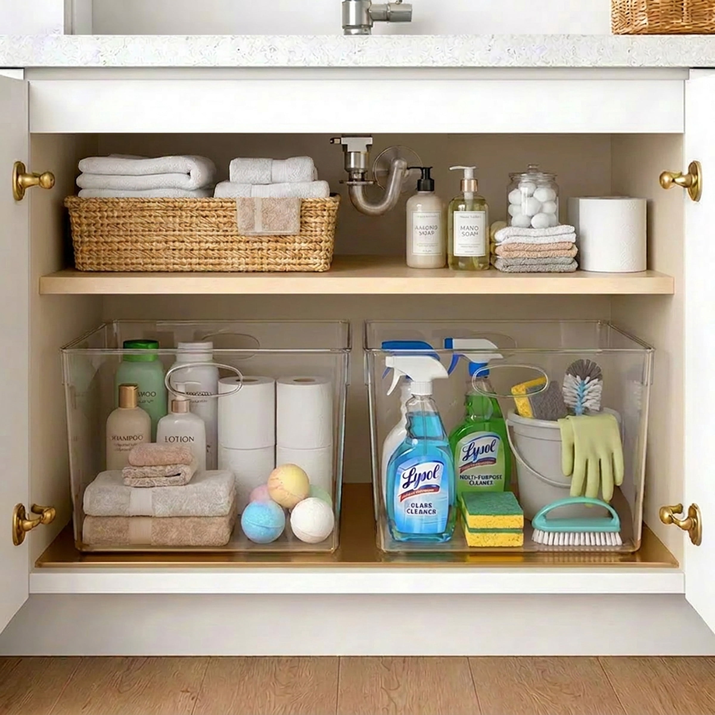 Sorbus 4-Pack Clear Stackable Storage Bins with Handles, BPA-Free Extra Large Square Organizers