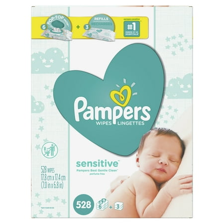 Pampers Baby Wipes Sensitive 9X Combo Pack 528 Count