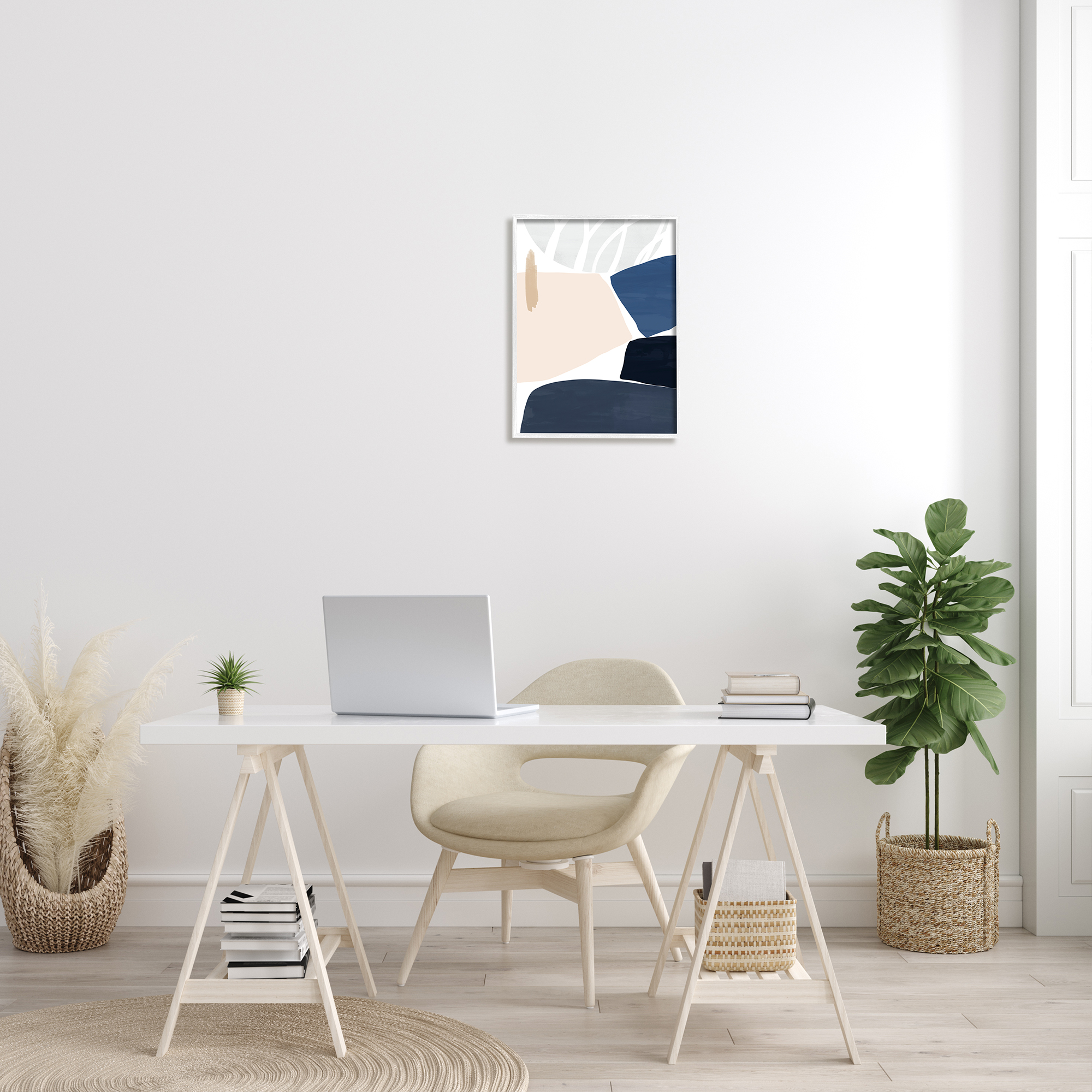 Stupell Indtries Stacked Abstract Shape Collage Modern Pink Blue Beige,16 x 20,Design by Victoria Barnes