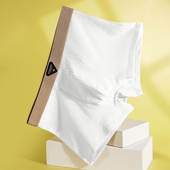 ZQUUVOU Men's Boxer Briefs Men's Color Block Elastic Waist Casual Underpants (White,M)
