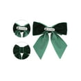 thumbnail image 3 of INSPIRE CHIC Women's Velvet Brooch Vintage Bow Pre-Tied Pin Bow Tie One Size Dark Green, 3 of 5