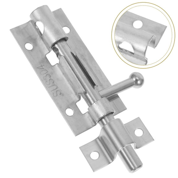 FRCOLOR  4 Inches Stainless Steel Pin Bolt Barrel Latch Door Lock Silver