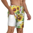 thumbnail image 3 of Picia Sunflowers pattern Mens Swim Trunks with Compression Liner Stretch Beach Shorts Quick Dry with Zipper Pockets No-Chafing Board Shorts-X-Large, 3 of 9