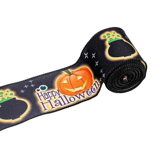 Abbraccia Halloween Ribbon Wired Edge, Halloween Decorative Wrapping Ribbon Home Gift Craft Accessory Craft Ribbon Gift Wrapping Ribbon Pumpkin