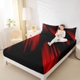 thumbnail image 4 of Homewish Waves Stripes Twin Sheet Sets,Modern Asbtarct Geometric Twin Fitted Sheet,Red Black Flat Sheet For Girl Boys,Ultra Soft Home Decor,3-Piece, 4 of 7